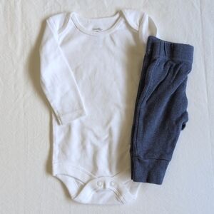 george basic neutral cotton bodysuit & joggers outfit set unisex newborn baby